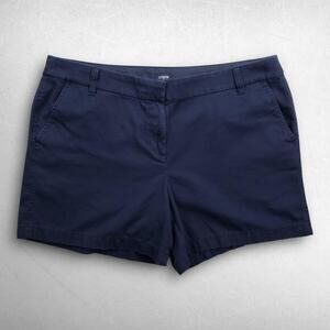 J.CREW Chino Shorts Women 16 Blue Twill Flat Front Slash Pockets Summer Golf‎